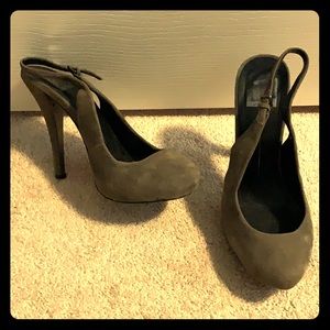 Dolce Vita Grey Suede Sling-back Stilettos